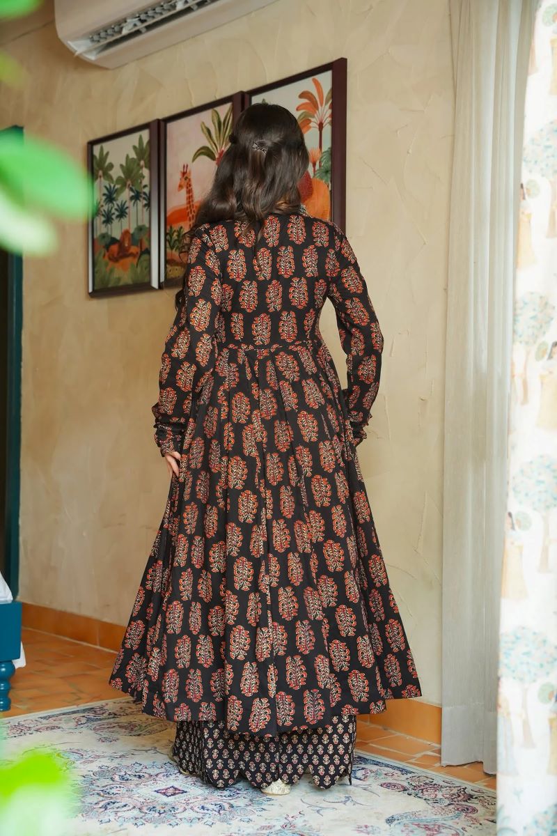 Noor Black Rayon Printed Anarkali Set