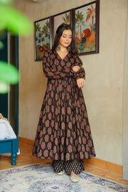 Noor Black Rayon Printed Anarkali Set