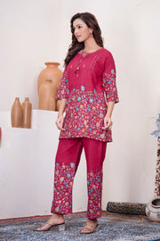 Noor Rani Pink Pure Cotton Printed Co-Ord Set
