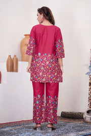 Noor Rani Pink Pure Cotton Printed Co-Ord Set