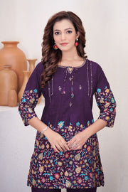 Noor Purple Pure Cotton Printed Co-Ord Set