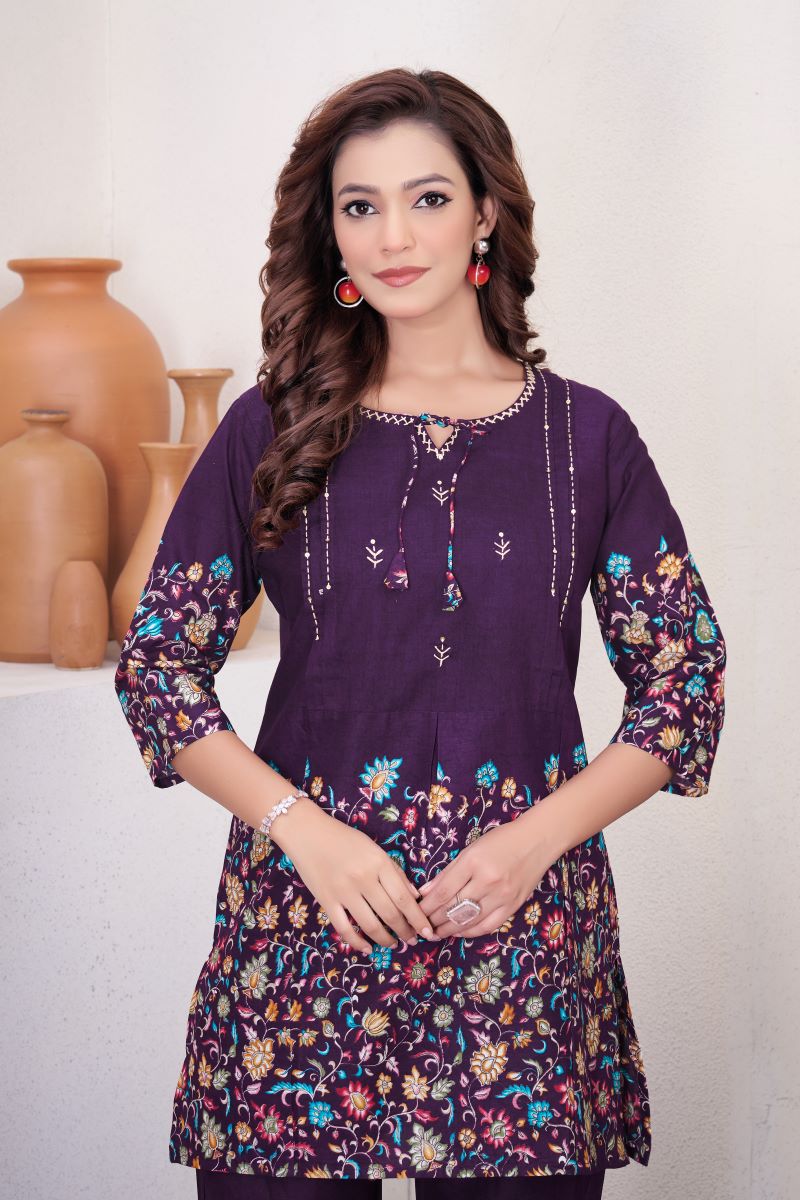 Noor Purple Pure Cotton Printed Co-Ord Set