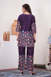 Noor Purple Pure Cotton Printed Co-Ord Set