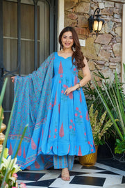 Sky Blue Muslin Suit
