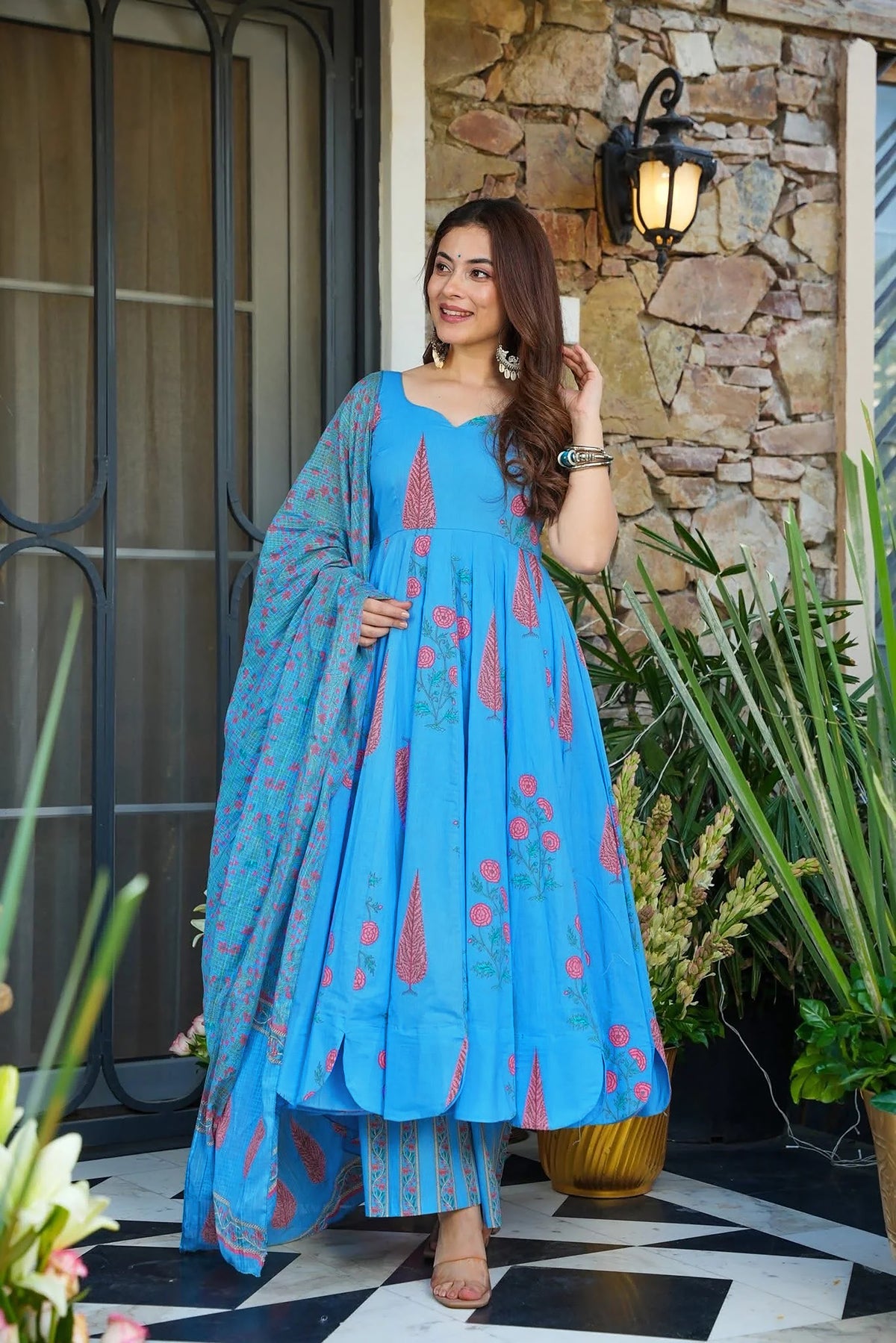 Sky Blue Muslin Suit
