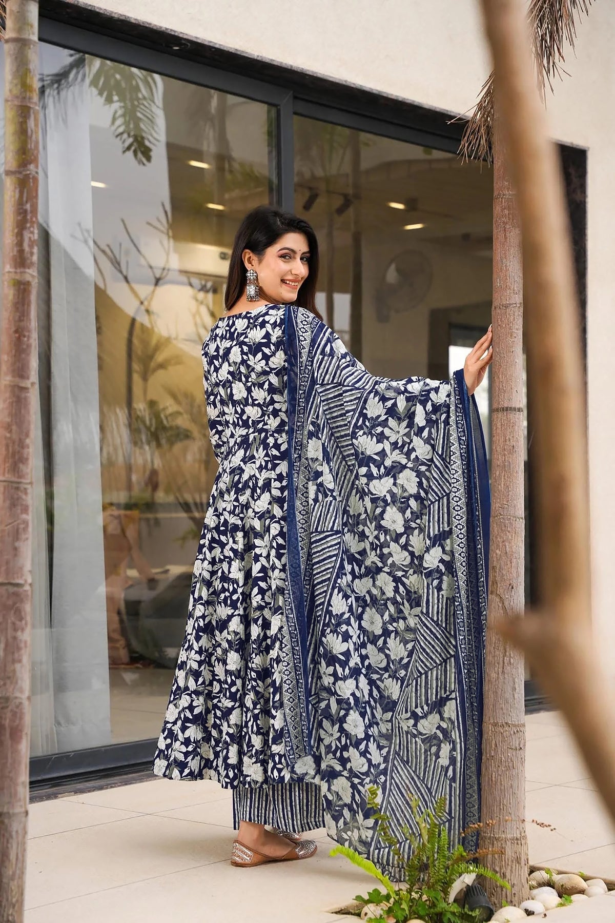 Indigo Printed Muslin Suit