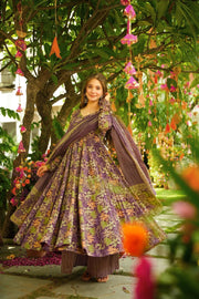 Lavender Printed Muslin Suit