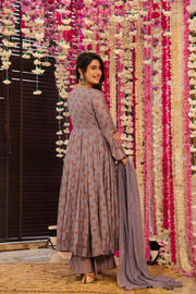 Lavender Printed Muslin Suit