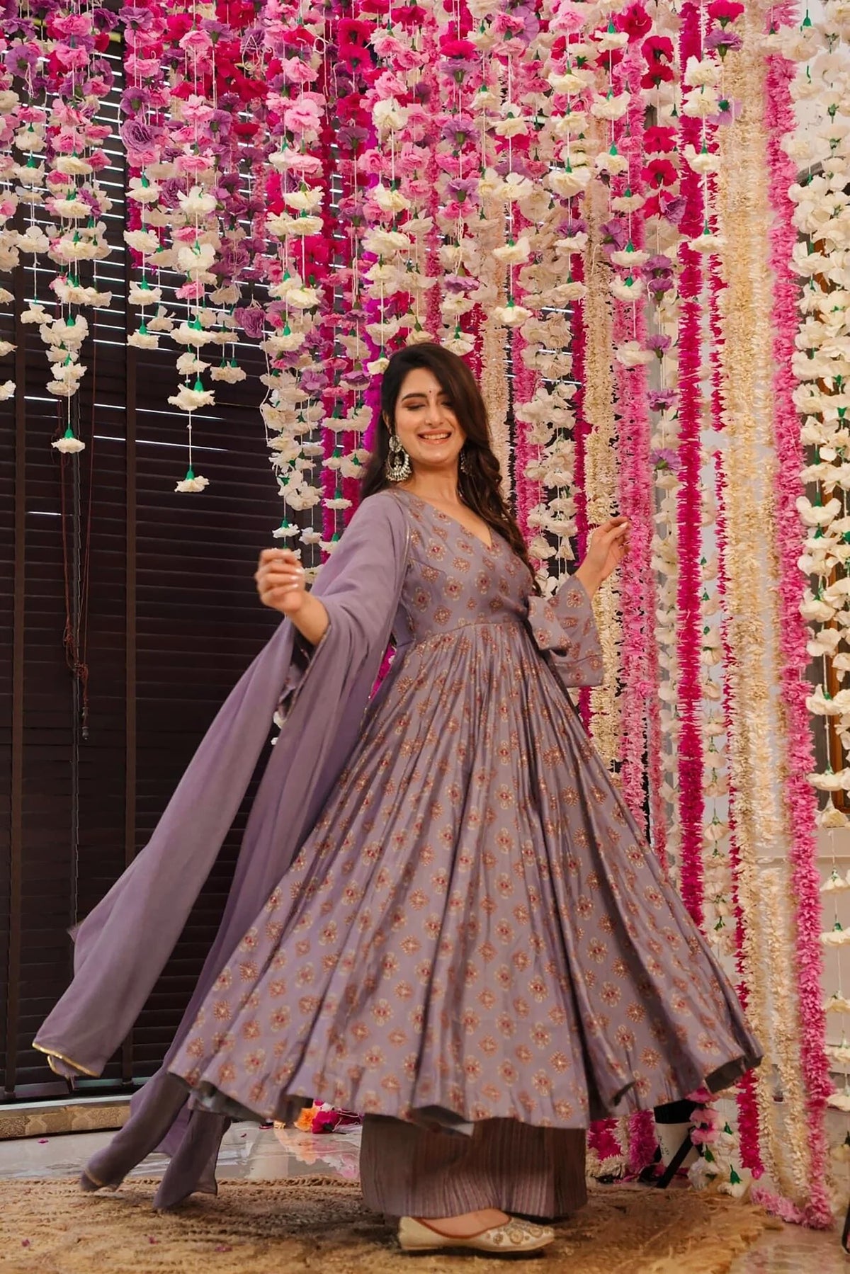 Lavender Printed Muslin Suit