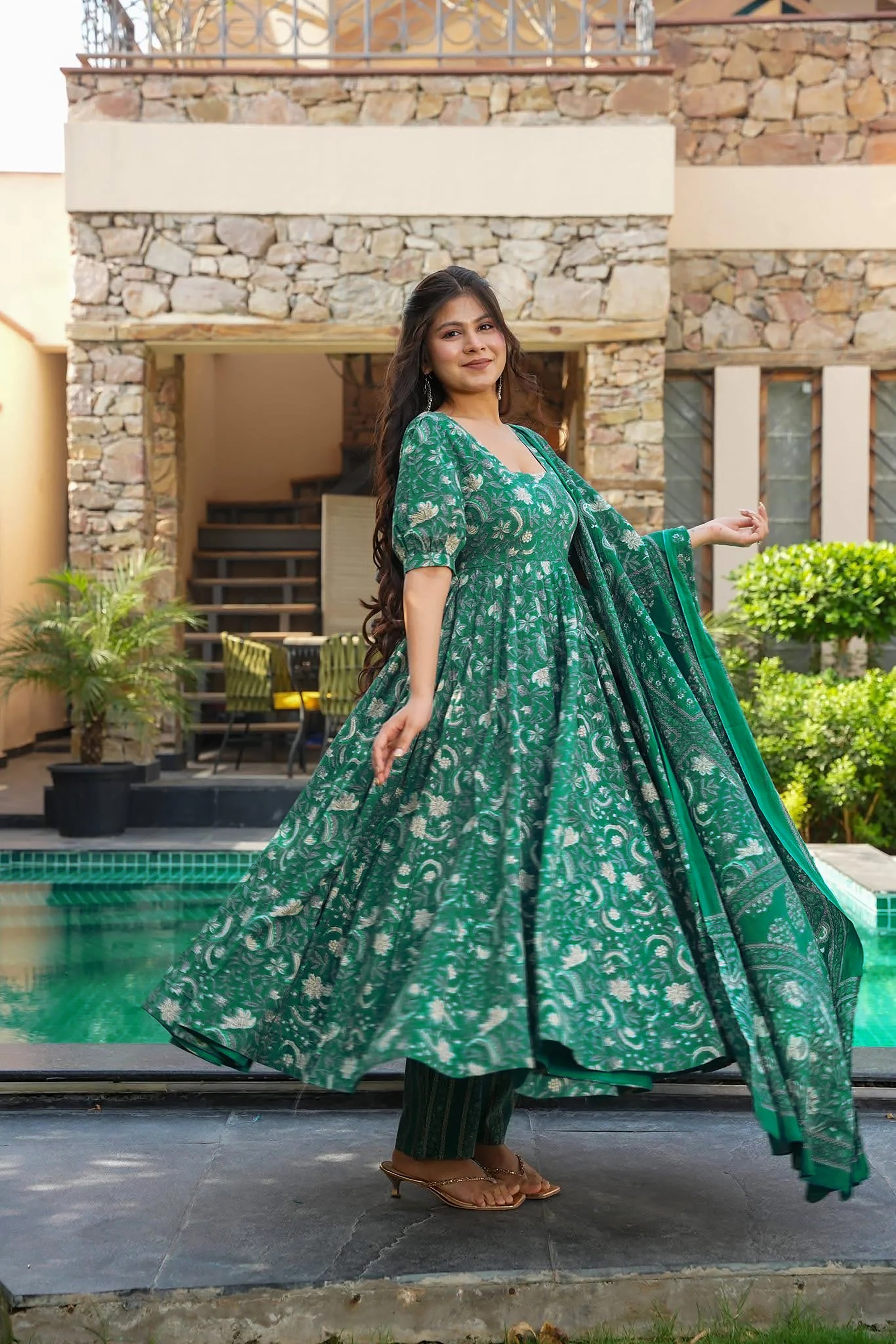 Forest Green Muslin Suit