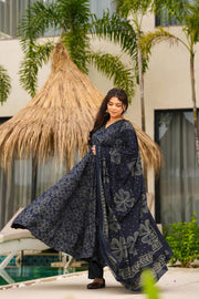 Black Floral Muslin Suit