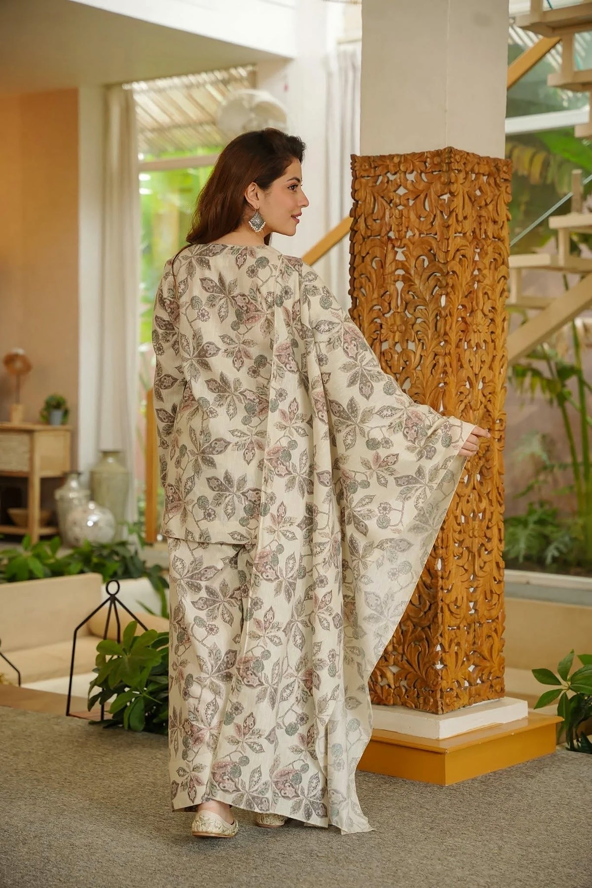 Sage Green Geometric Cambric Cotton Suit