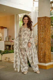 Sage Green Geometric Cambric Cotton Suit