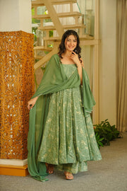sage printed muslin suit
