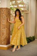 Mustard Muslin Anarkali Set