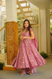 Lavender Cotton Anarkali Set