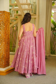 Lavender Cotton Anarkali Set