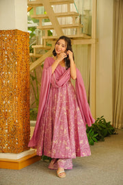 Lavender Cotton Anarkali Set