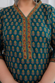 Plus Size Green Printed Straight kurta For Women