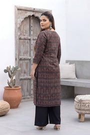 Plus Size Black Printed Straight kurta For Women