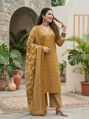 Pooja Plus Size Yellow Straight Kurta With Palazo & Dupatta