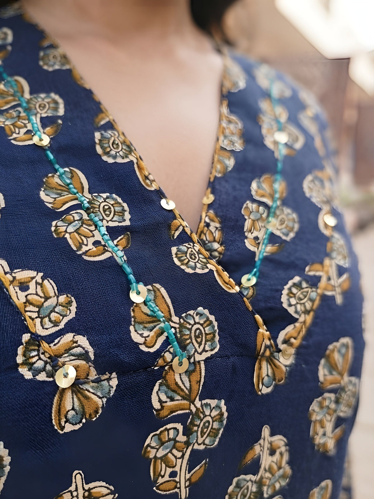 Plus Size Blue Printed Straight kurta For Women