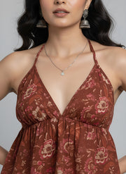 Women Rust Printed Top