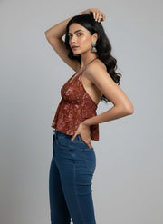 Women Rust Printed Top