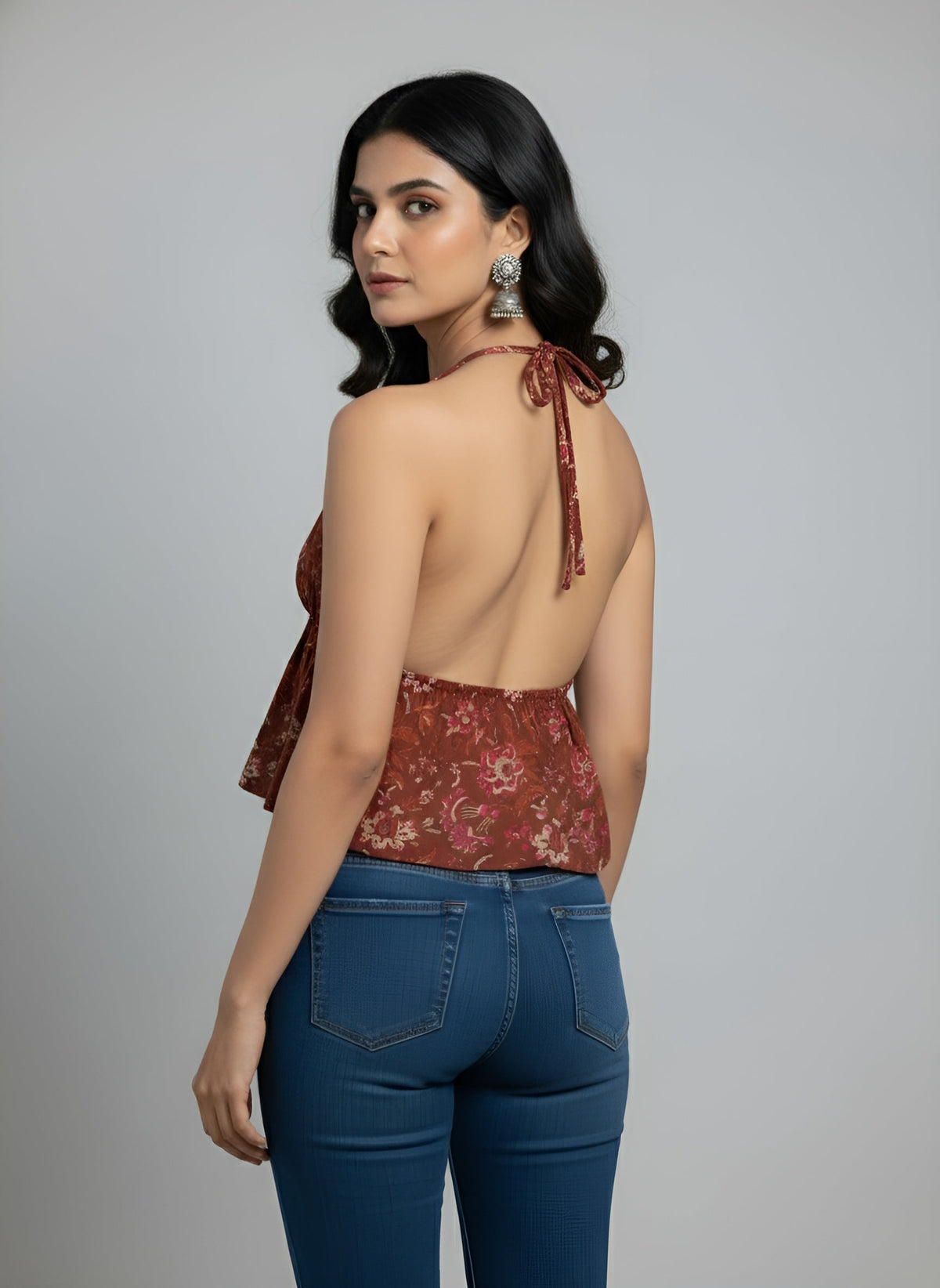 Women Rust Printed Top
