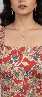 Women Red Printed Crop Stylish Top