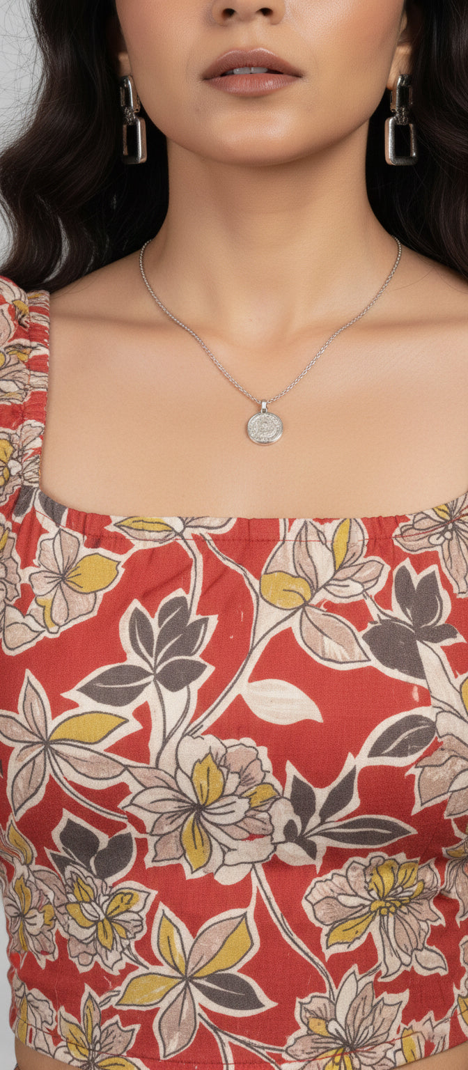 Women Red Printed Crop Stylish Top