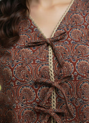 Maroon Bohemain Print Crop Top