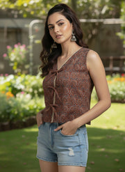 Maroon Bohemain Print Crop Top