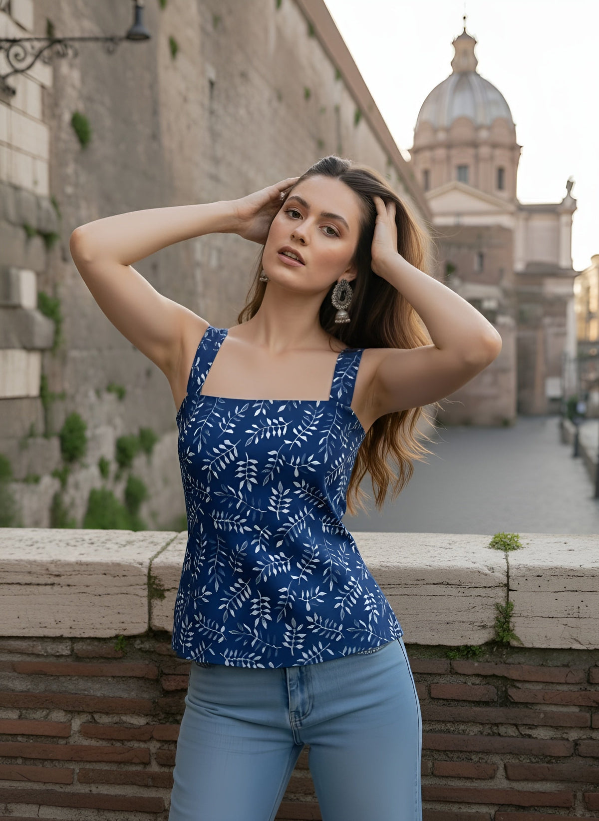 Women Blue Printed Top