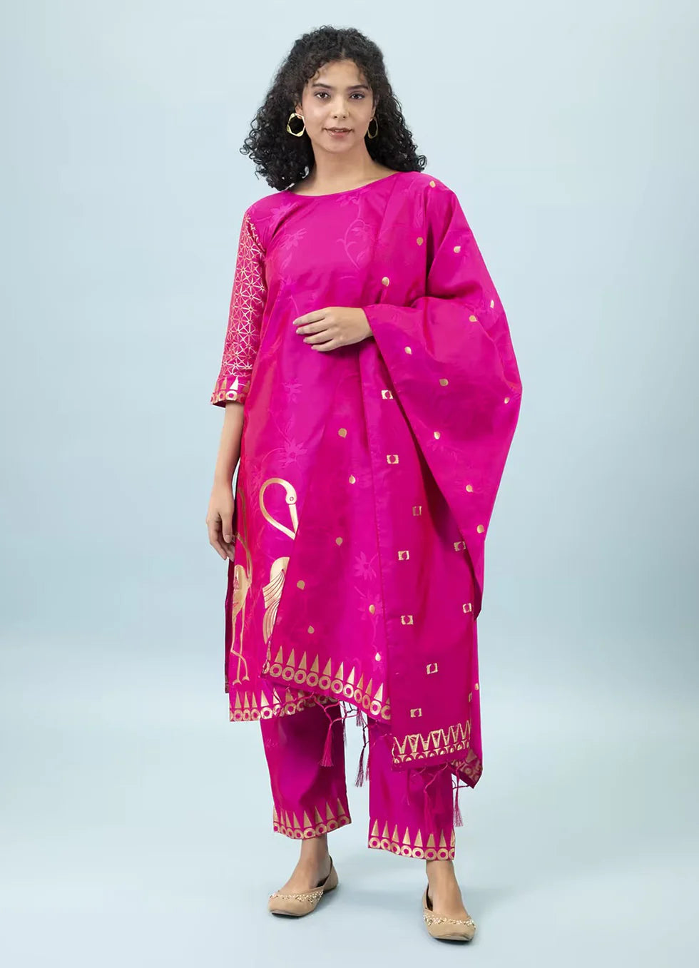 Gulnaar Printed Cotton Silk Kurta Set