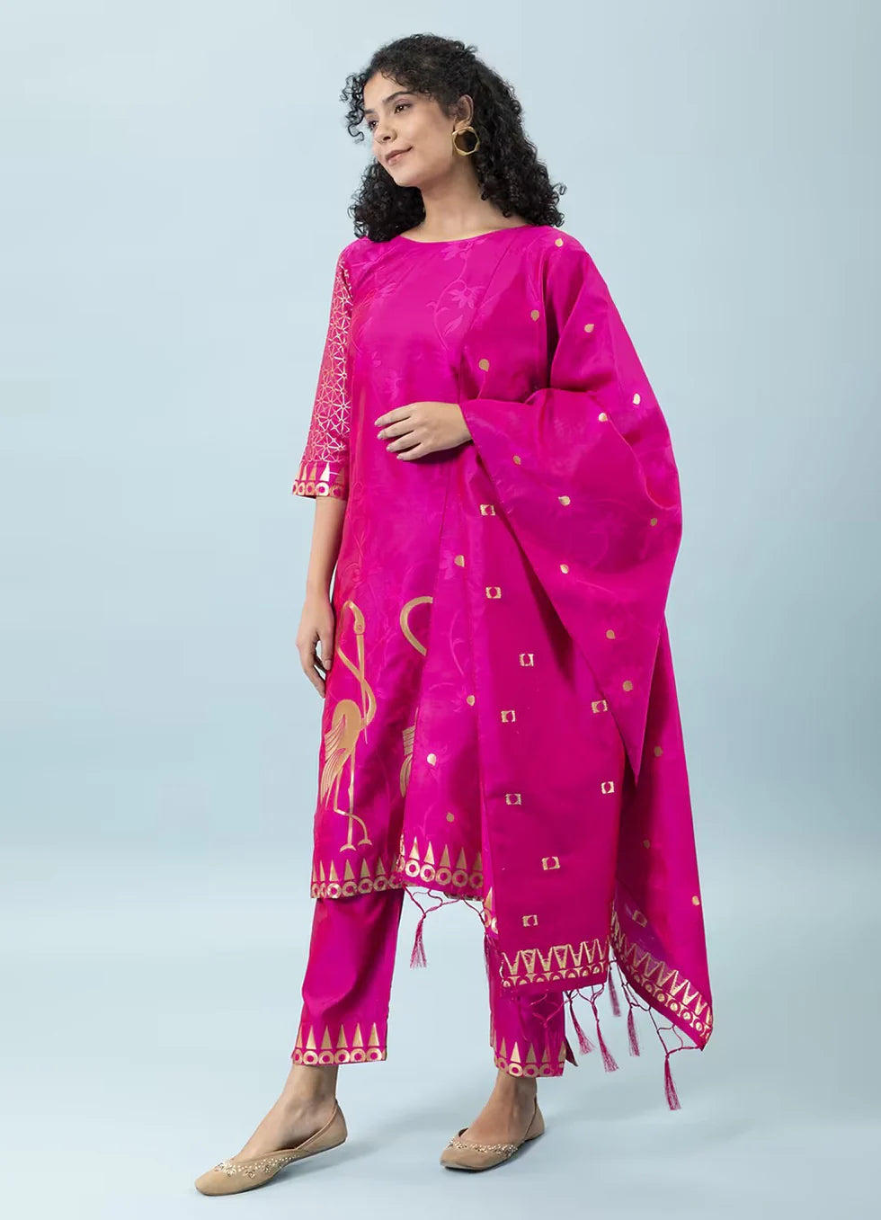 Gulnaar Printed Cotton Silk Kurta Set