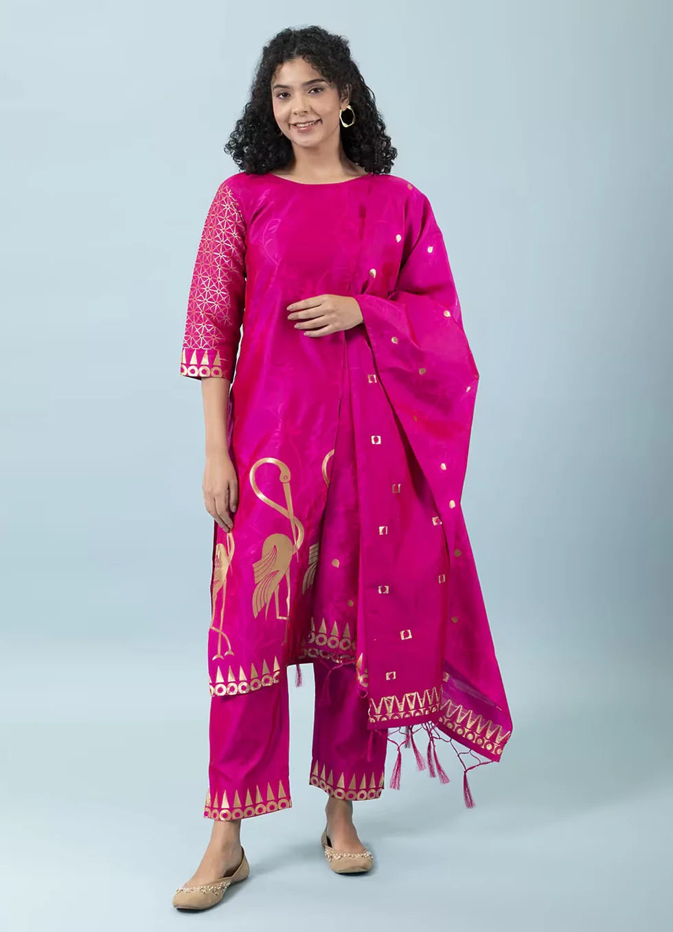 Gulnaar Printed Cotton Silk Kurta Set