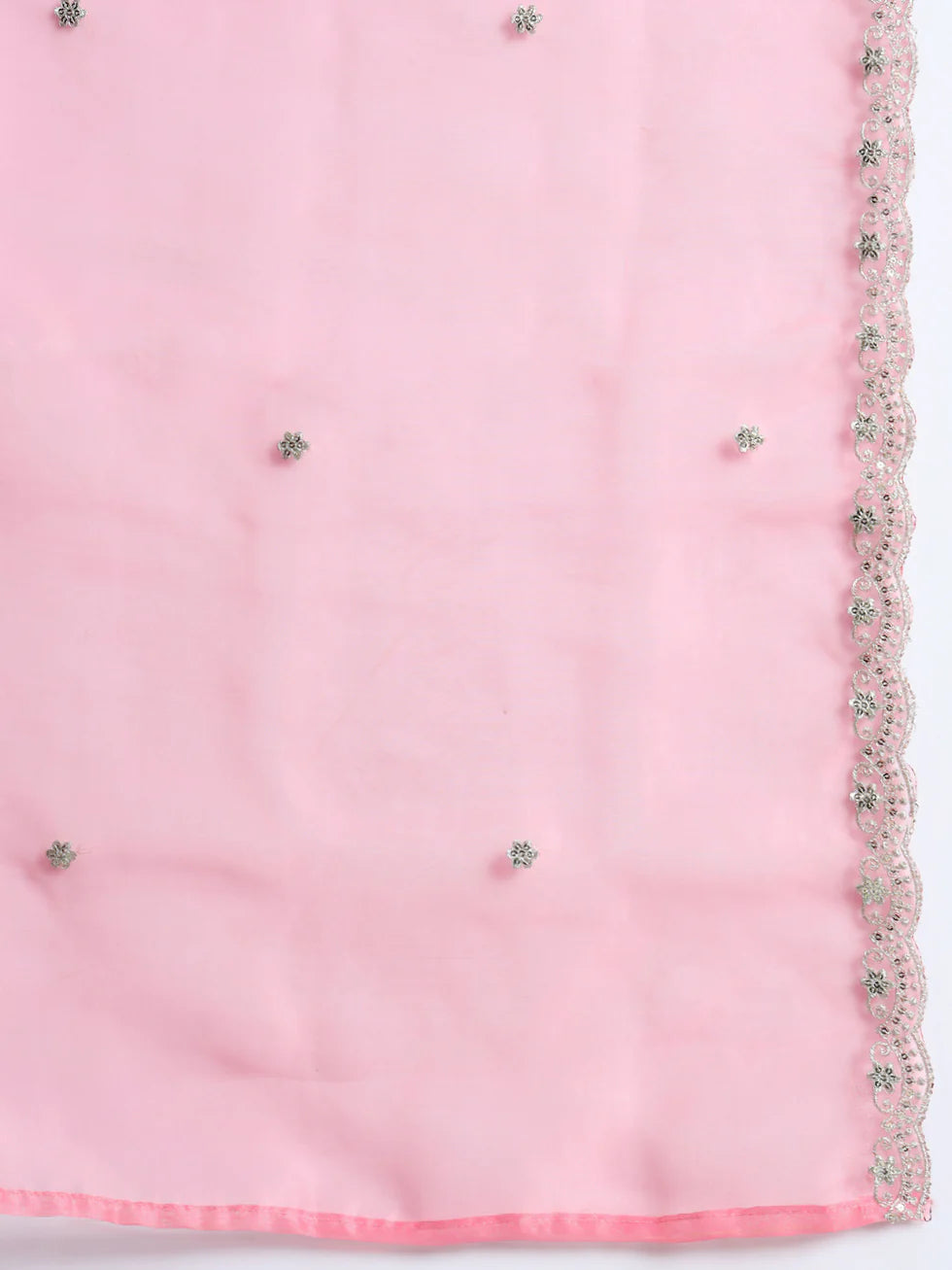 Aarohi Cherry Red Embroidered Kurta Set with Organza Dupatta