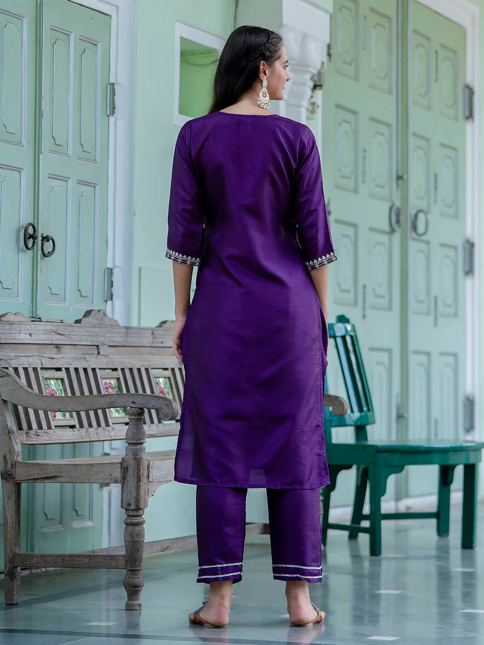 Aarohi Cherry Red Embroidered Kurta Set with Organza Dupatta