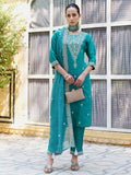 Zariya Embroidered Silk Blend Kurta Set