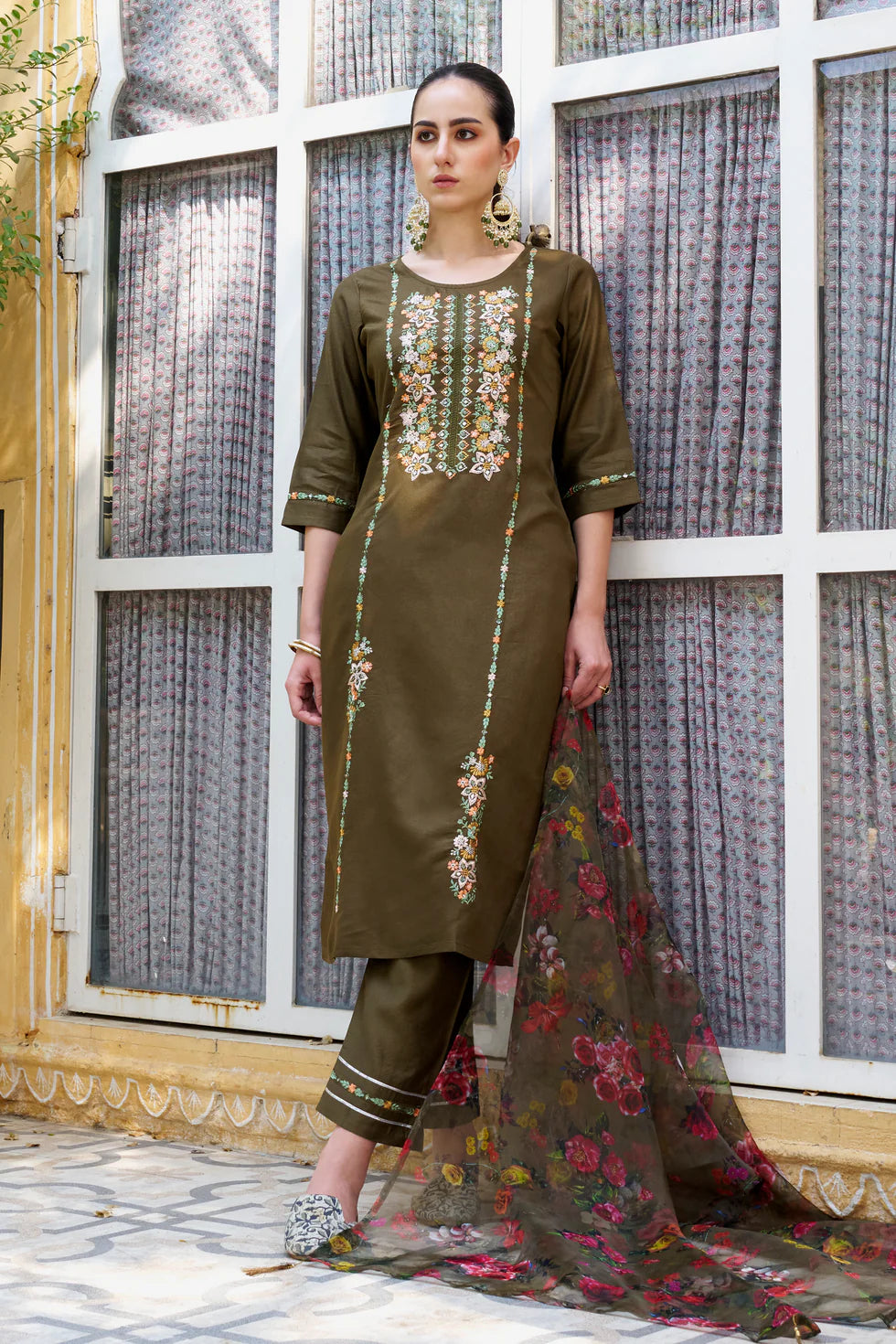 Elira Green Floral Set