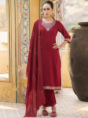 Zivara Embroidered Viscose Rayon Kurta Set