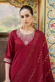 Zivara Embroidered Viscose Rayon Kurta Set