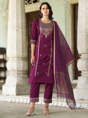 Zariya Embroidered Viscose Rayon Kurta Set