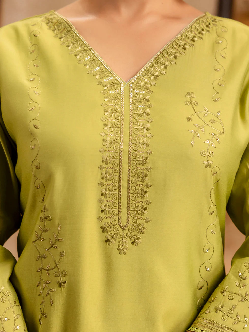 Ira Olive Festive Kurta Set