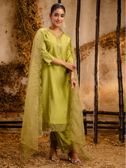 Ira Olive Festive Kurta Set
