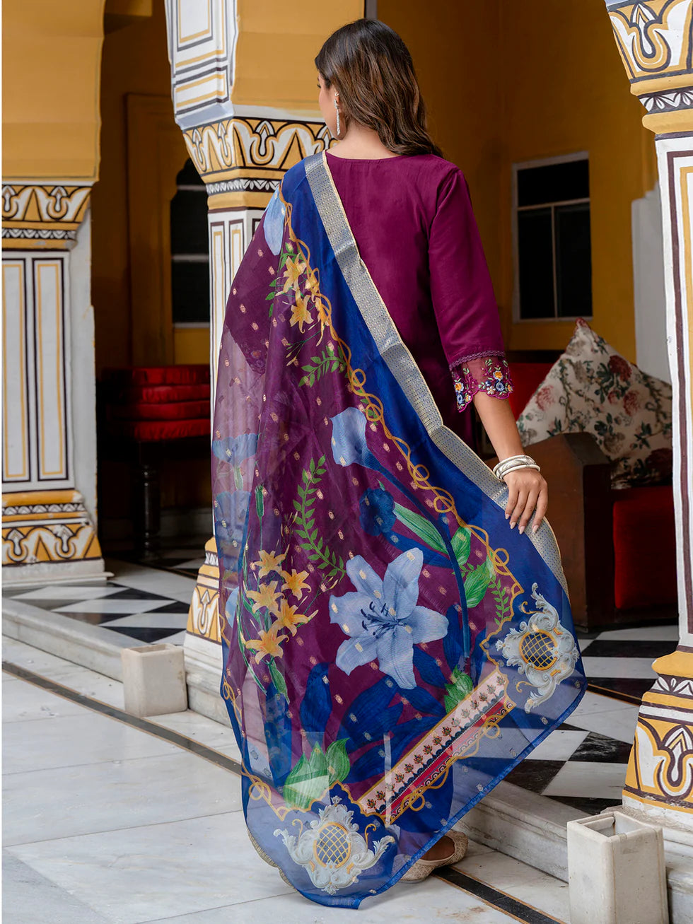 Ira Floral Silk Kurta Set
