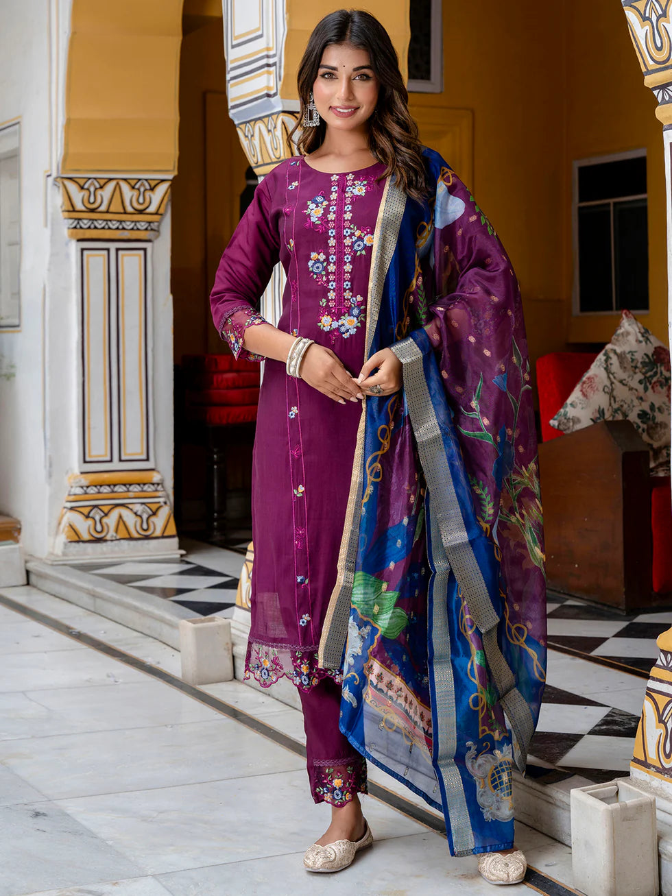 Ira Floral Silk Kurta Set