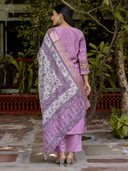 Zarmina Lilac Embroidered Kurta Set