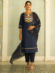 Noor Midnight Blue Embroidered Kurta Set